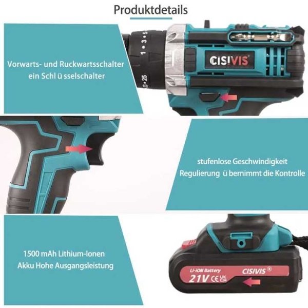 Factory Price Cordless Electric Drill Handheld Electric Screwdriver Tool Lithium Ion Battery Brush Motor Impact Hammer Drill - Image 3