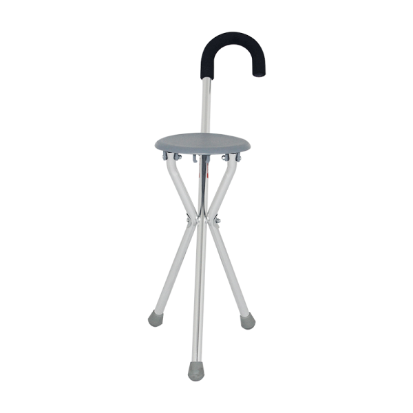 Folding Stool Three Legs Cane Elderly Walking Stick with Chair Seat - Image 2