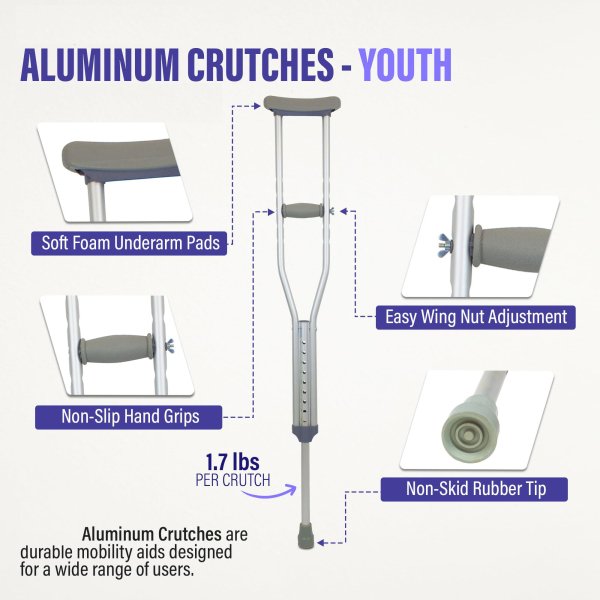 Factory Orthopedic-recommended Disabled Walking Stick Cane Axillary Underarm Crutches for Disabled Aluminum Alloy - Image 2