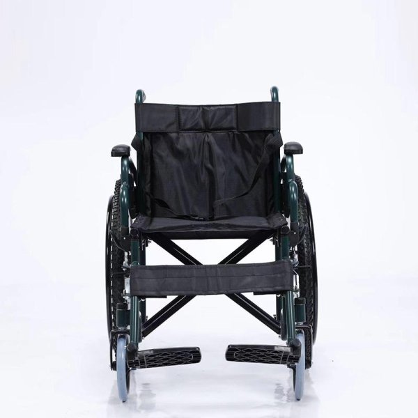High Quality Manual Foldable Green Wheelchair Durable Carbon Steel Leg Detachable Wheelchair for Old People and Disabled - Image 2