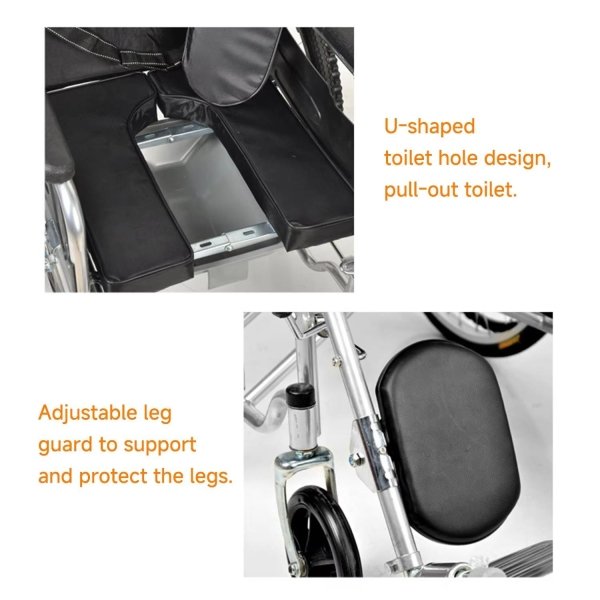 High Quality Lightweight Manual Wheelchair for Elderly Comfortable Adjustable Health Care Wheelchair Rehabilitative Equipment - Image 4