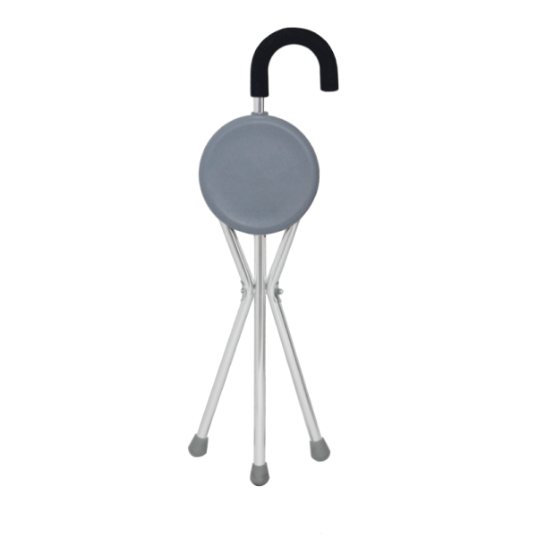 Folding Stool Three Legs Cane Elderly Walking Stick with Chair Seat