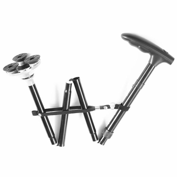 Nordic Outdoor Folding Walking Stick LED Comfortable Aluminum Crutch for Hiking Easy-to-Collapsible Old Man's Stick Rubber - Image 3