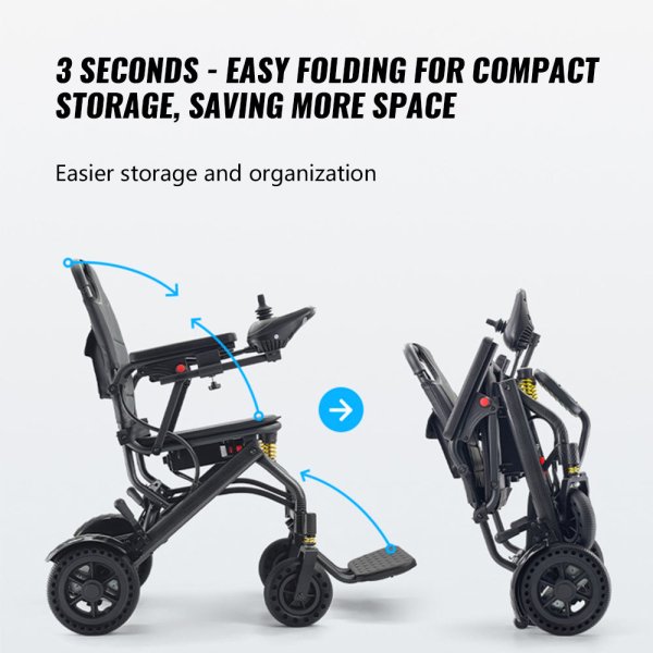Best Sale Custom Electric Wheelchair Foldable Aluminium Alloy Lightweight Electric Folding Wheelchair for Disabled Elderly - Image 3