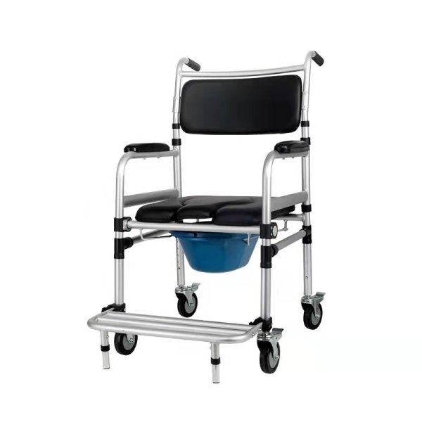 Factory Mobile Toilet Seat Multifunction Foldable Shower Commode Chair with Wheels for Adults Elderly Wheelchair