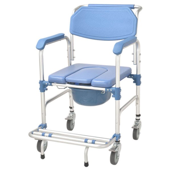 Professional Folding Commode Chair with Wheels Old Man Toilet Chair Bathroom Toilet Seat - Image 2