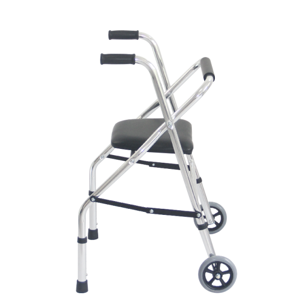 Rehabilitation Health Supplies Shinning Silver Walker with Wheels and Seat for the Old Man - Image 3