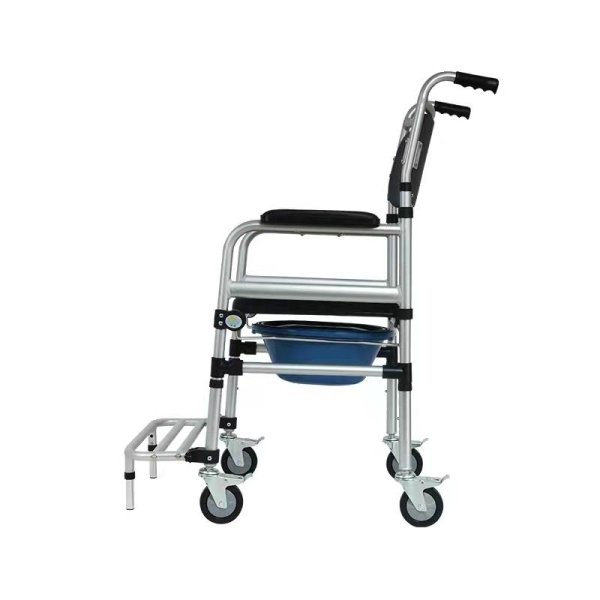 Factory Mobile Toilet Seat Multifunction Foldable Shower Commode Chair with Wheels for Adults Elderly Wheelchair - Image 2