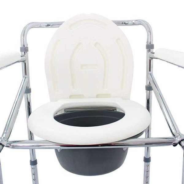 2025 Yenuo Medical High Quality Rehabilitation Equipment Stainless Steel Adjustable Folding Commode Chair With Wheels - Image 3
