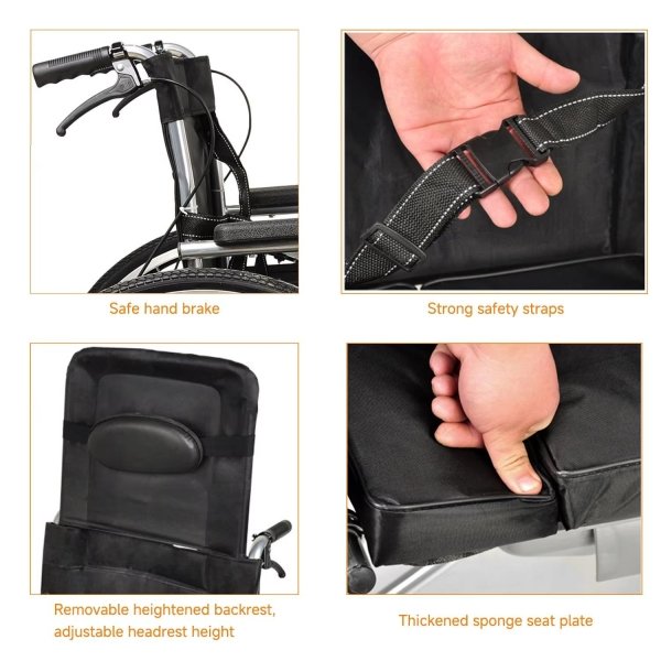 High Quality Lightweight Manual Wheelchair for Elderly Comfortable Adjustable Health Care Wheelchair Rehabilitative Equipment - Image 3