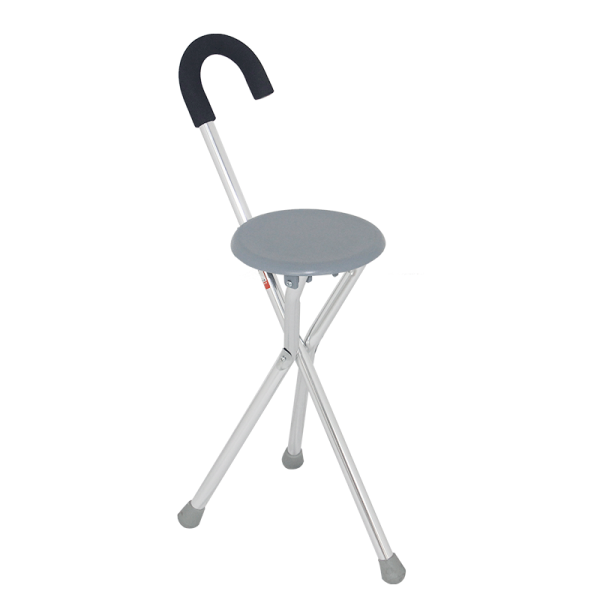 Folding Stool Three Legs Cane Elderly Walking Stick with Chair Seat - Image 3