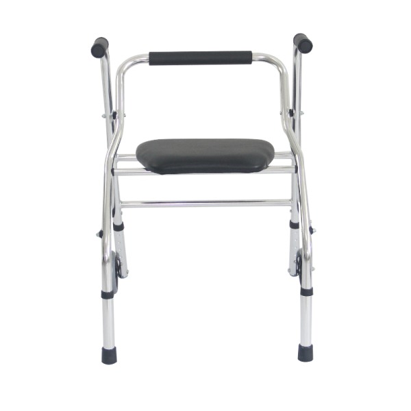 Rehabilitation Health Supplies Shinning Silver Walker with Wheels and Seat for the Old Man - Image 2